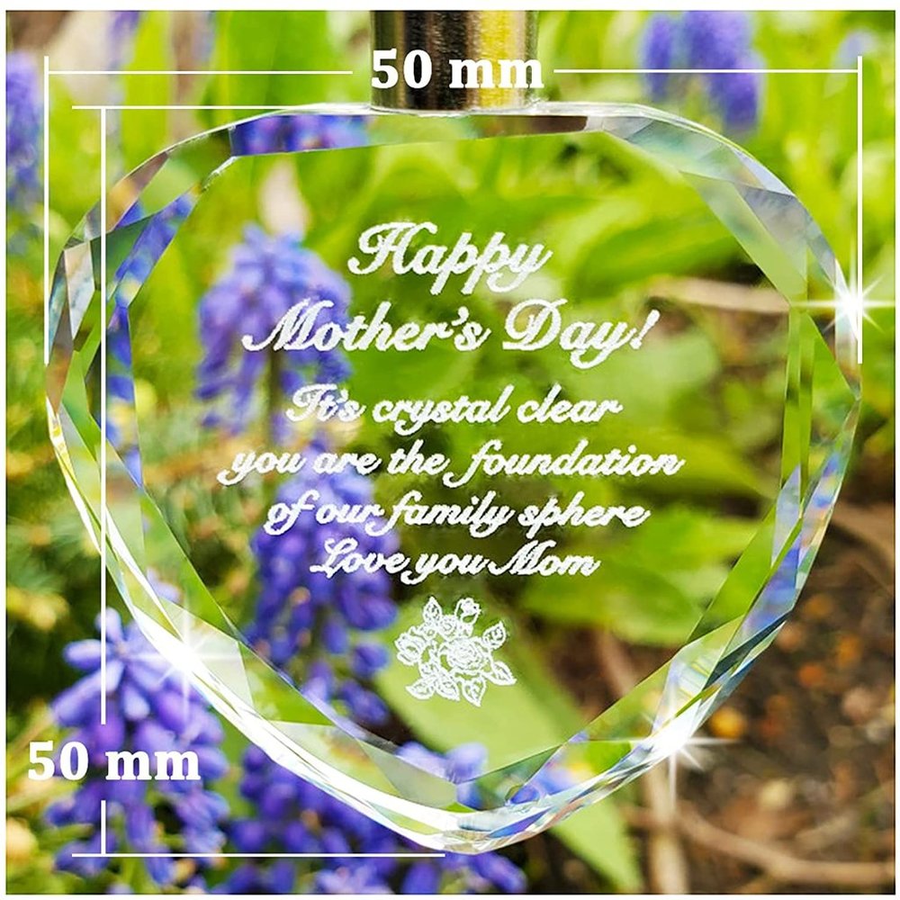 Happy Mothers Day Gift LED Unique REAL 3D Illuminating Crystal Heart Keychain - Picture 4 of 6